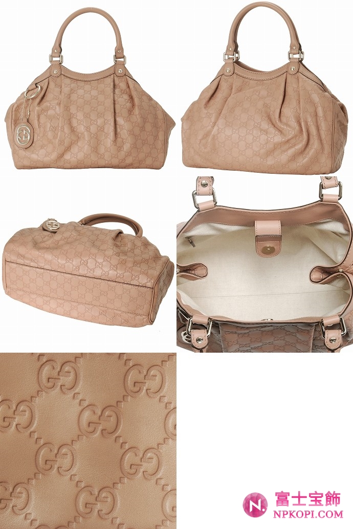 GUCCI/グッチ 2012年春夏SUKEYグッチシマGG柄Gチャーム付きミディアムプリーツバッグ 211944 AA61G 2729 